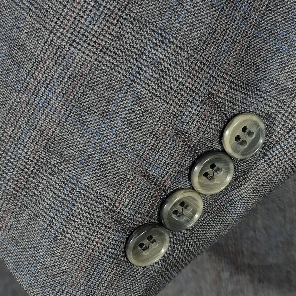 VTG St. Michael Men's Sport Coat Blazer Two Button Gray Plaid Wool‎ Sz 38S